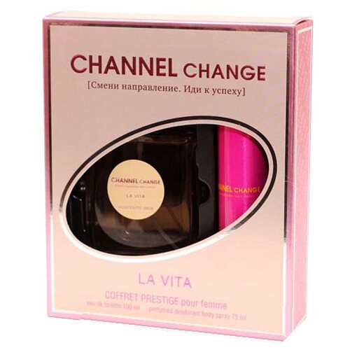 Набор подарочный Channel Change La Vita (туалетная вода женская 100 мл + дезодорант 75 мл), Разноцветный
Набор подарочный Channel Change La Vita (туалетная вода женская 100 мл + дезодорант 75 мл), Разноцветный