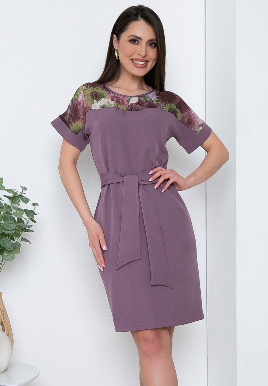 

Платье прямого кроя с поясом Diolche, Фиолетовый