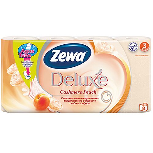 

Бумага туалетная Zewa Deluxe Персик 3 слоя 8 рулонов, Оранжевый