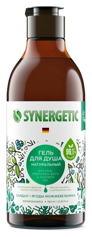 

Гель для душа SYNERGETIC Сандал и ягоды можжевельника натуральный 380 мл, Разноцветный