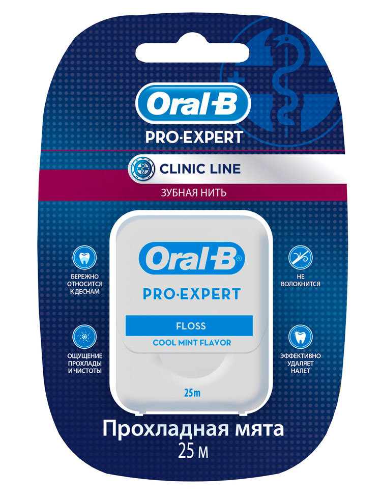 

Зубная нить Oral-B Pro-Expert Clinic Line Прохладная мята 25 м, Разноцветный