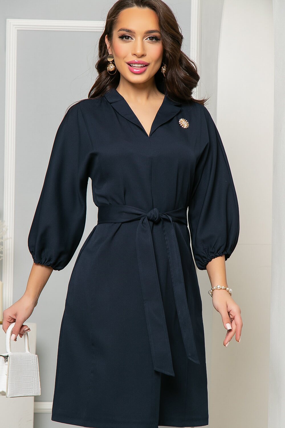 

Платье с поясом и брошью LT Collection, Синий