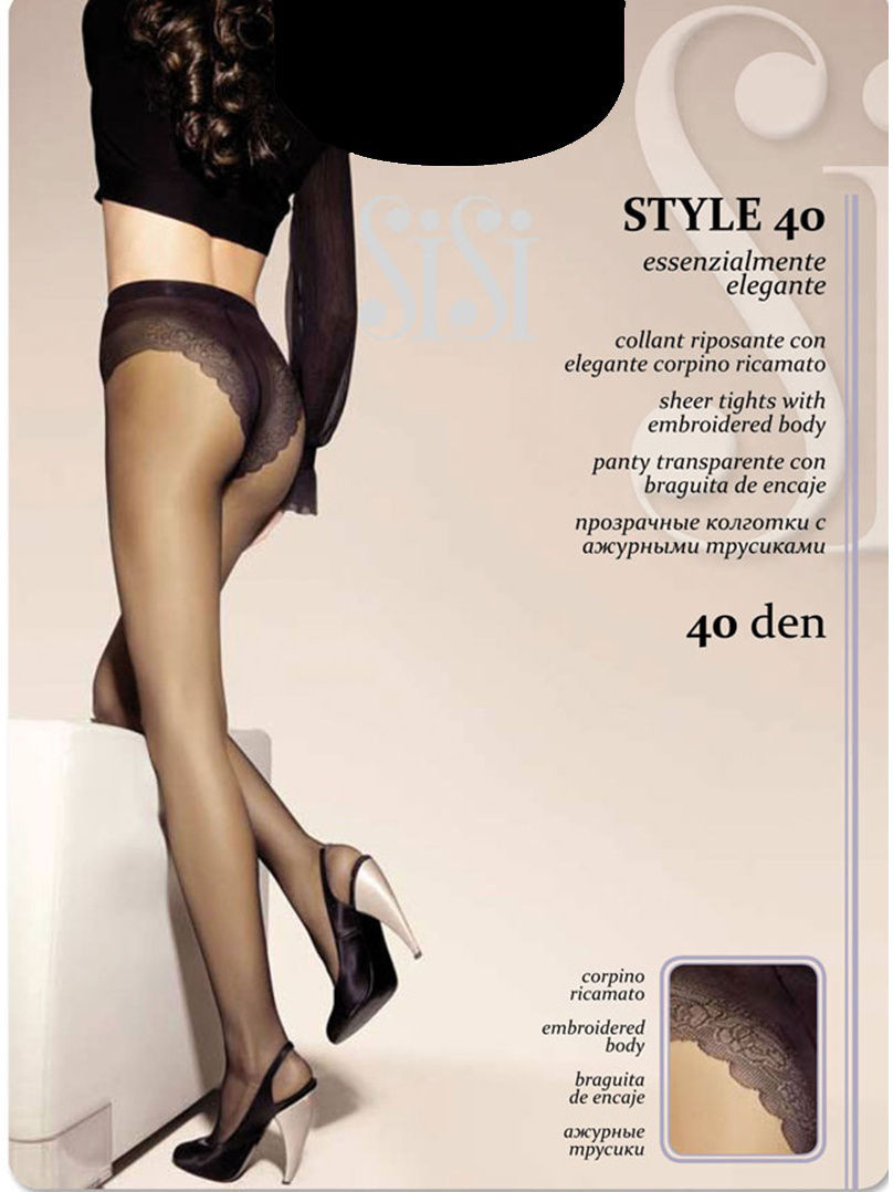 

Колготки с имитацией ажурных трусов SiSi Style 40 den, Черный