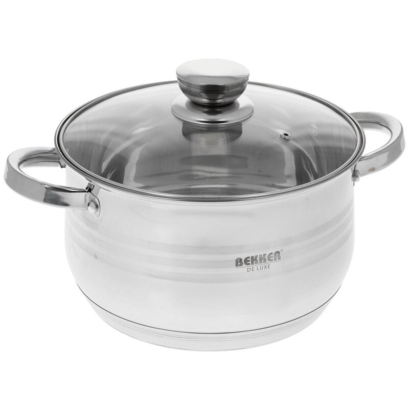 

Кастрюля Bekker De Luxe из нержавеющей стали с крышкой 7,8 л, Разноцветный