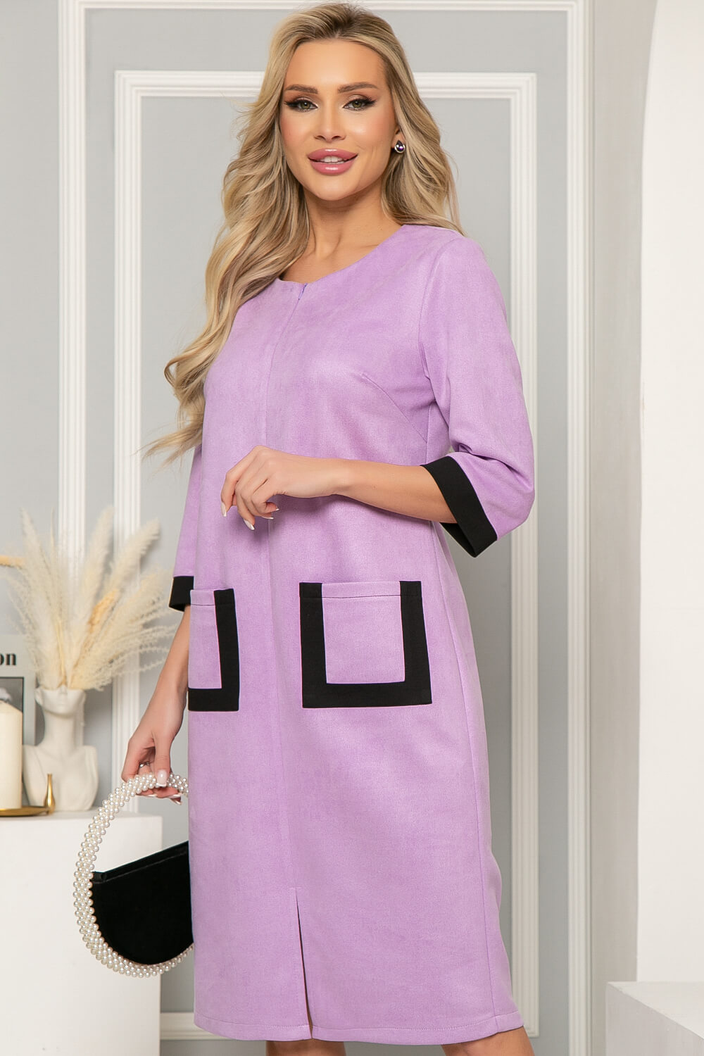

Платье прямого кроя с накладными карманами LT Collection, Сиреневый