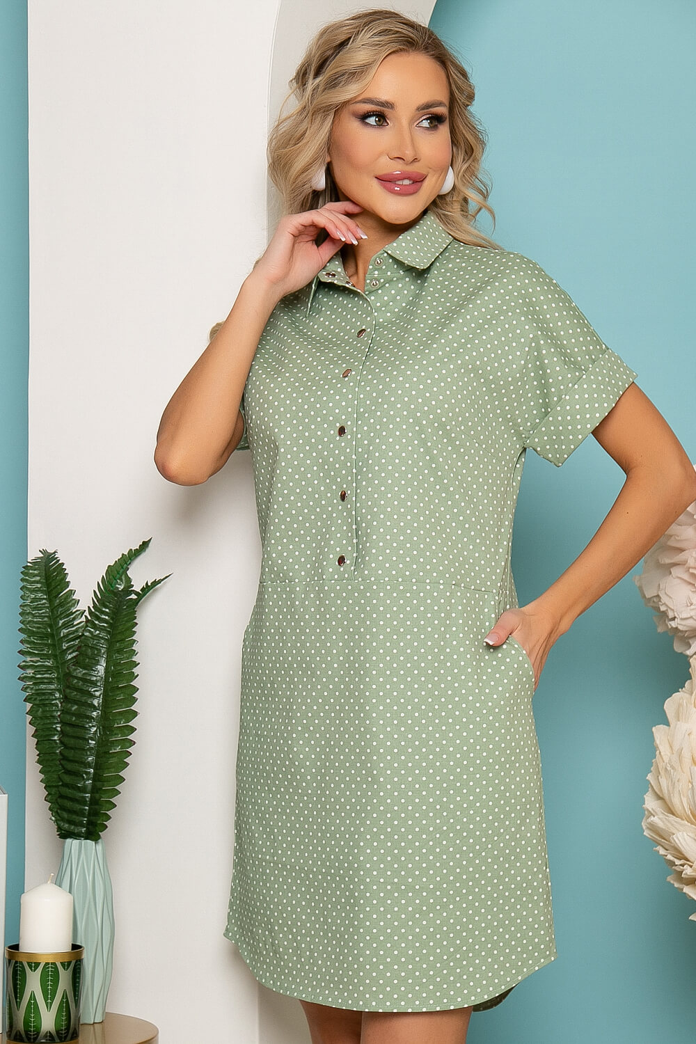 

Платье-рубашка прямого кроя Lady Taiga, Зелёный