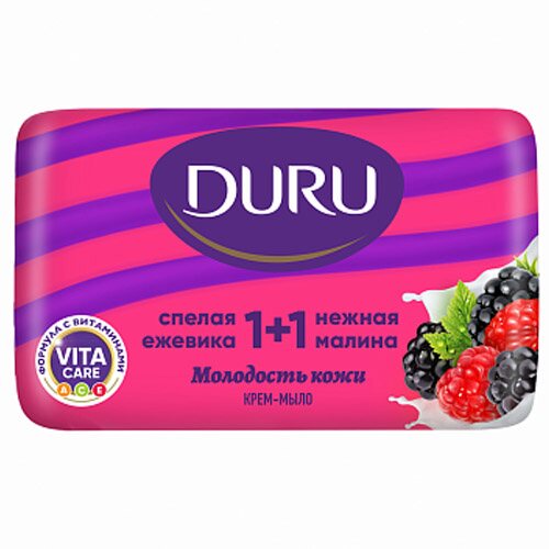 

Крем-мыло Duru 1+1 Малина и Ежевика 80 г, Разноцветный