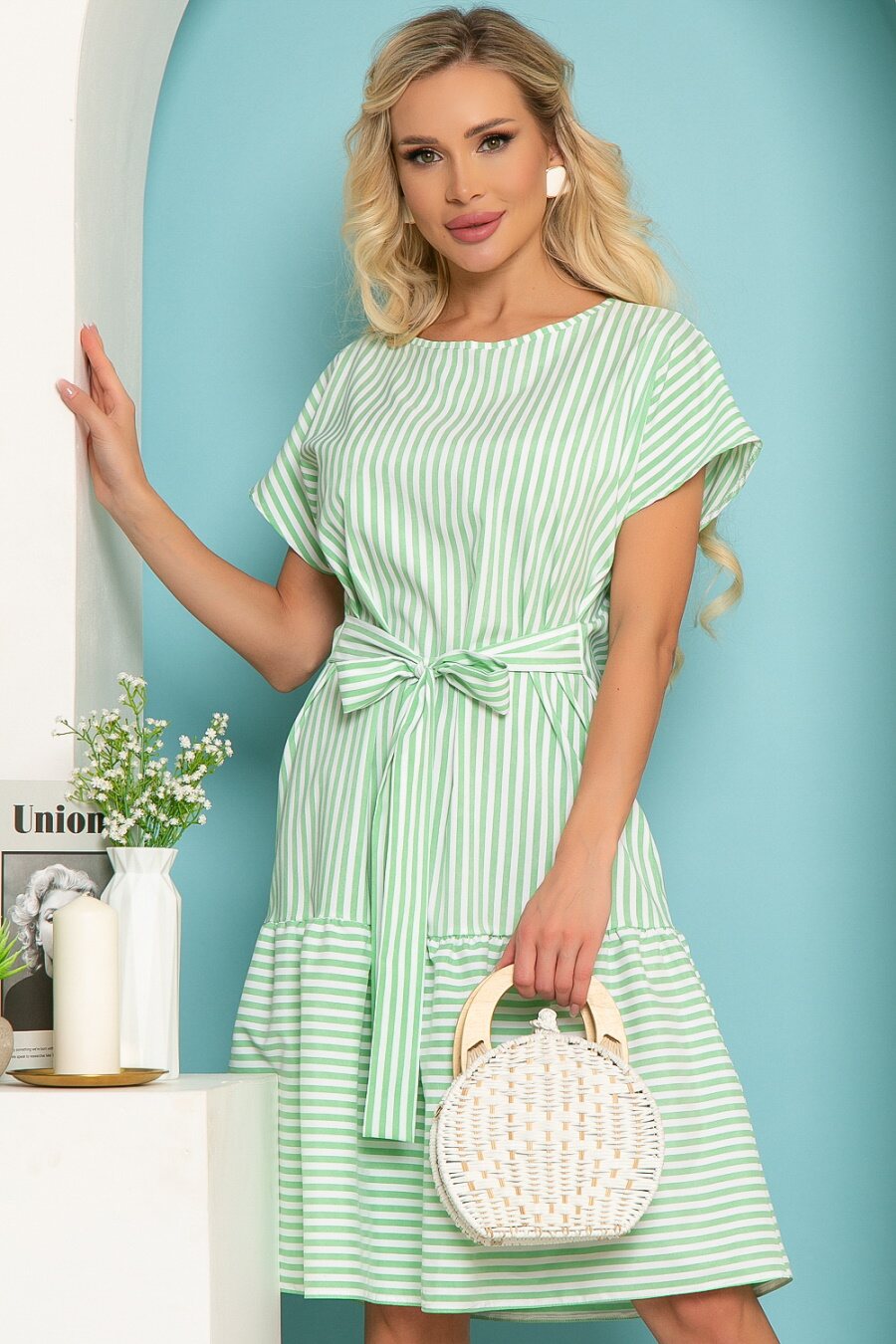 

Платье свободного кроя с широким воланом по низу LT Collection, Зелёный