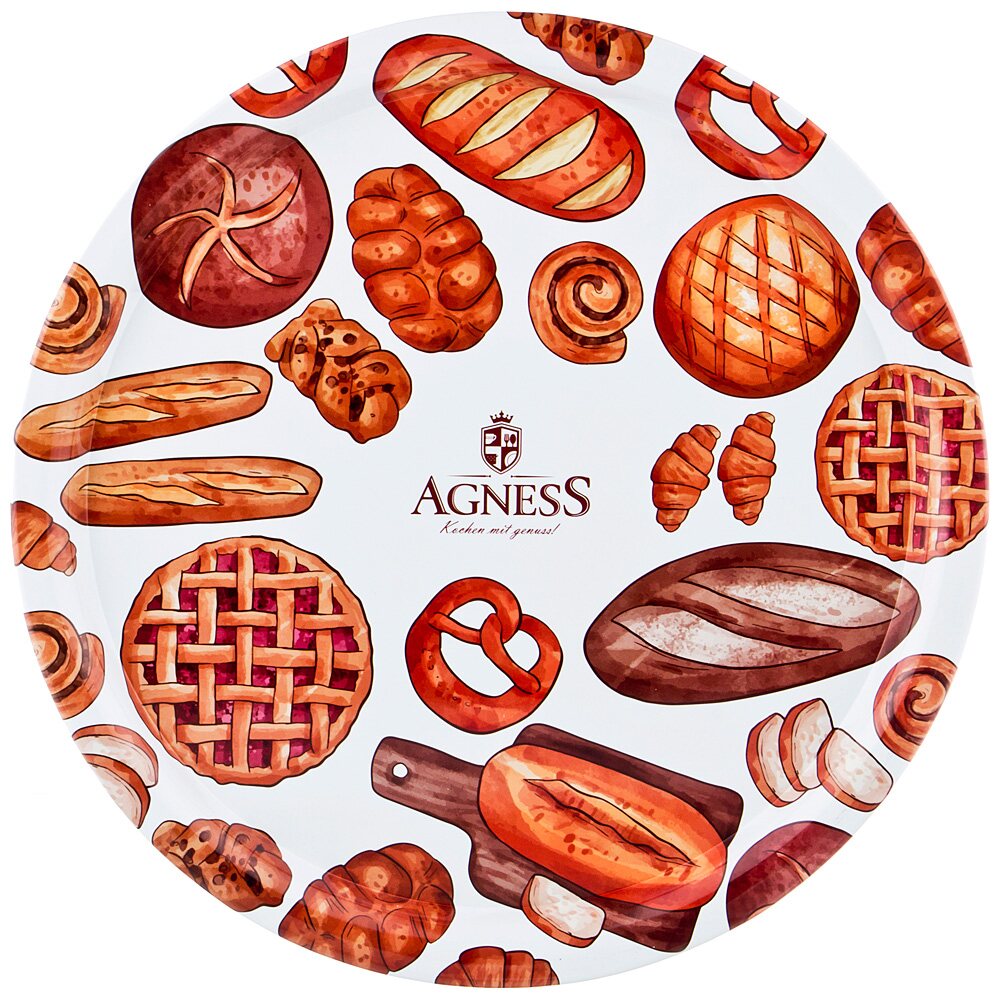 

Поднос сервировочный Agness 40*2 см, Белый