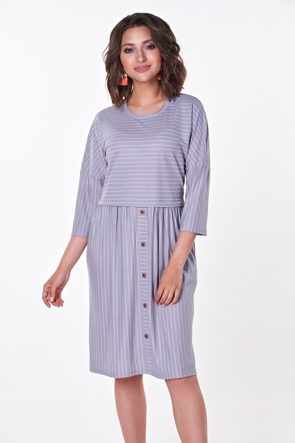 

Платье в полоску с карманами Valentina, Серый