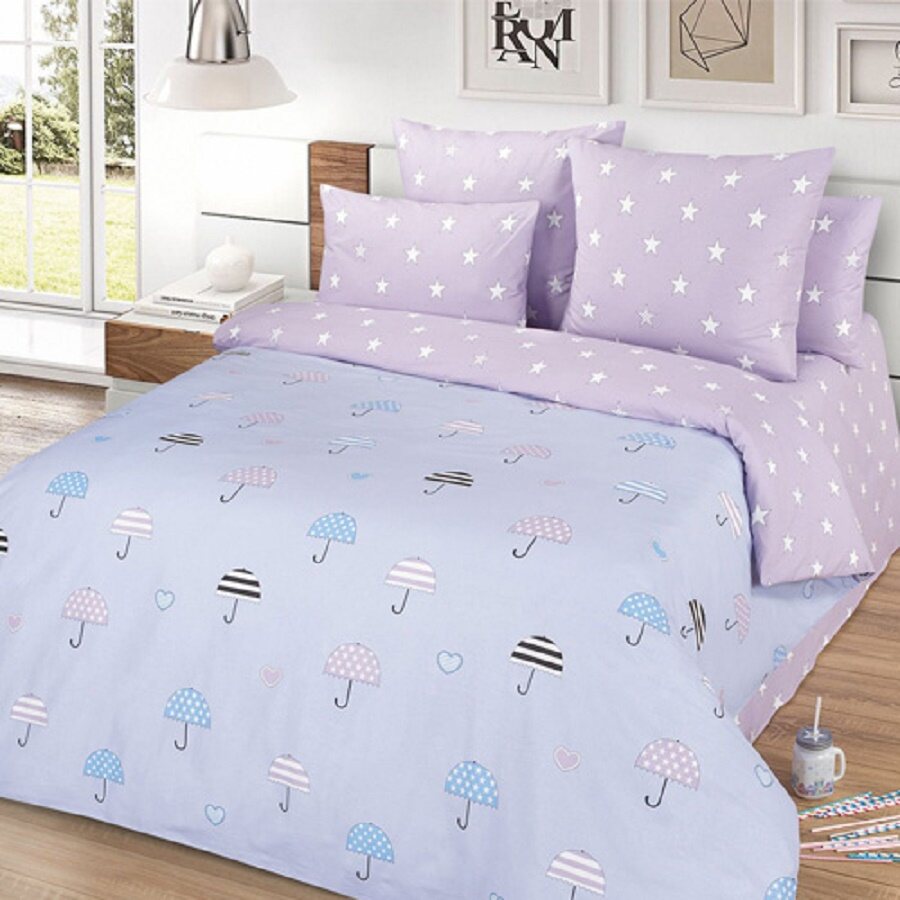 

Комплект постельного белья MILANIKA Тиффани 2-спальный поплин, Голубой